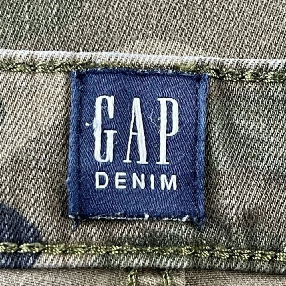 Gap Camo Jeggings Womens Size 29 Green Low Rise Stretch Skimmer Pocket Denim Y2K